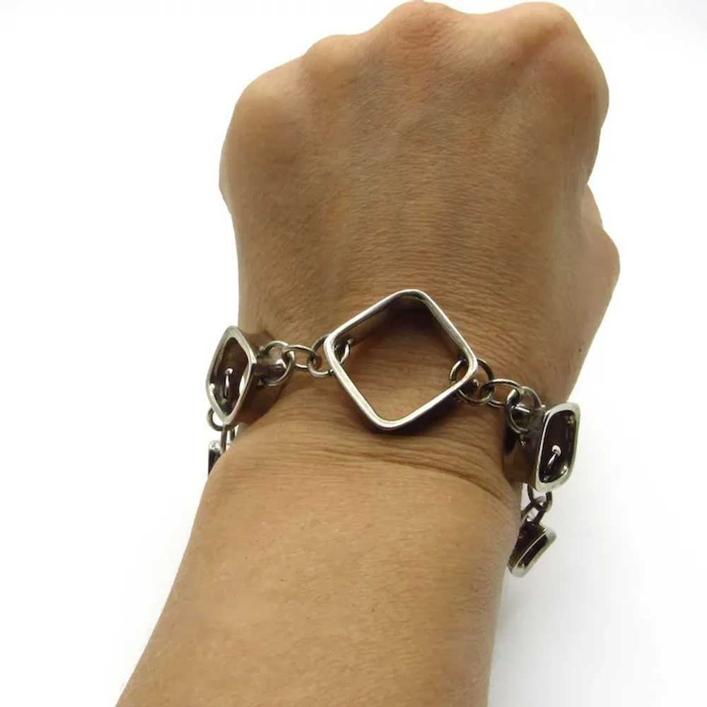 Sterling Silver Open Square Link Chain Bracelet -… - image 9