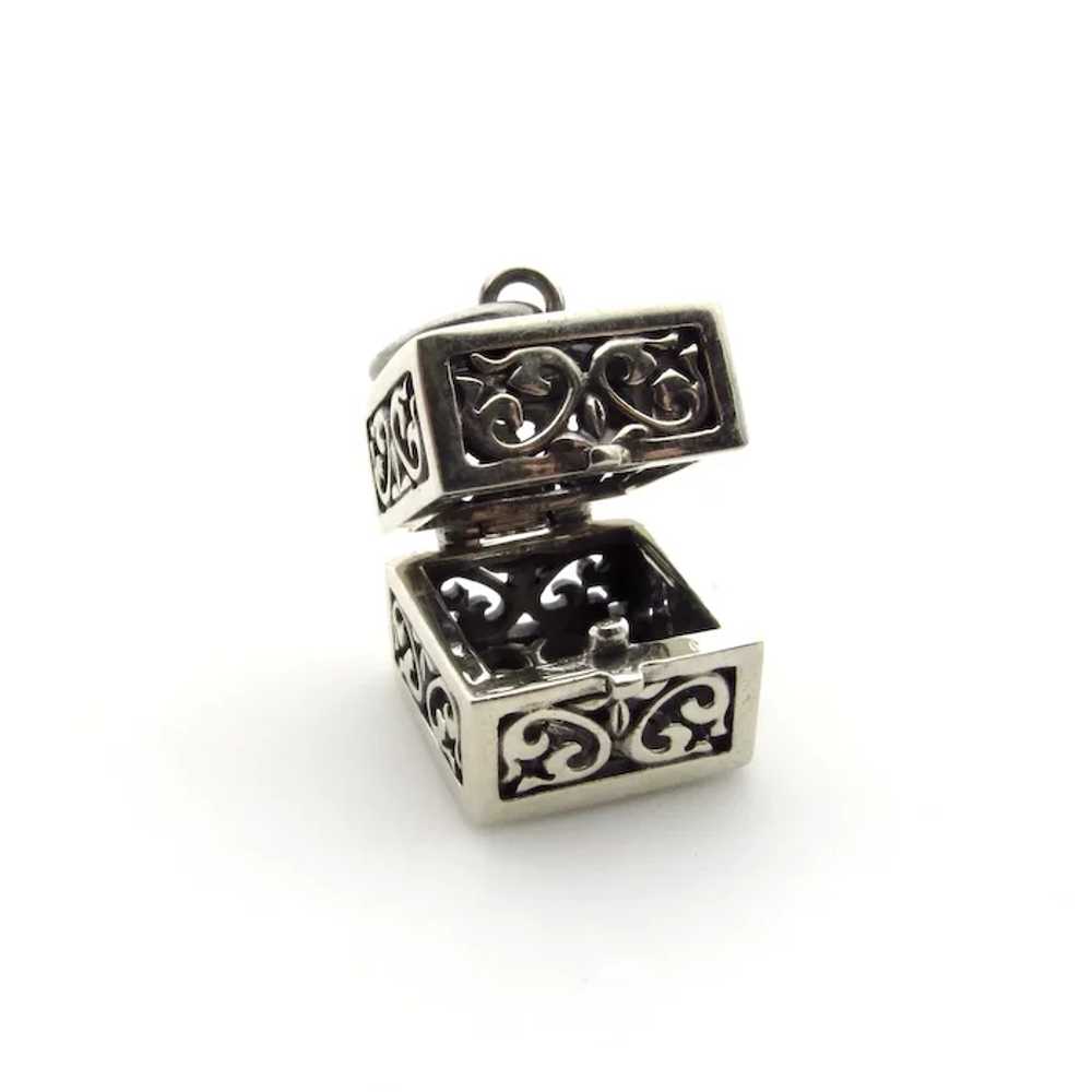 Sterling Silver Cube Prayer Box Pendant - image 10