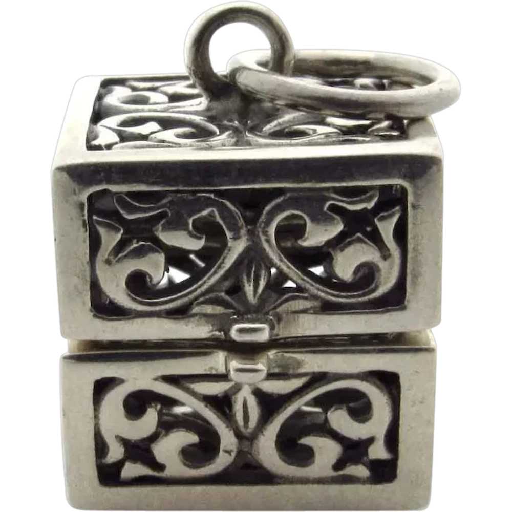 Sterling Silver Cube Prayer Box Pendant - image 1
