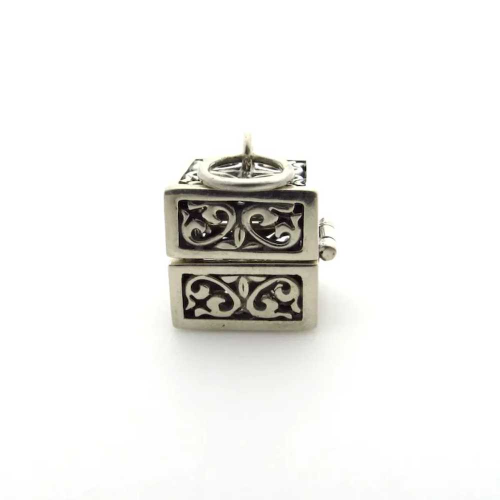 Sterling Silver Cube Prayer Box Pendant - image 3