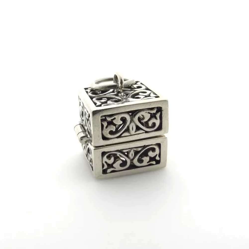 Sterling Silver Cube Prayer Box Pendant - image 4