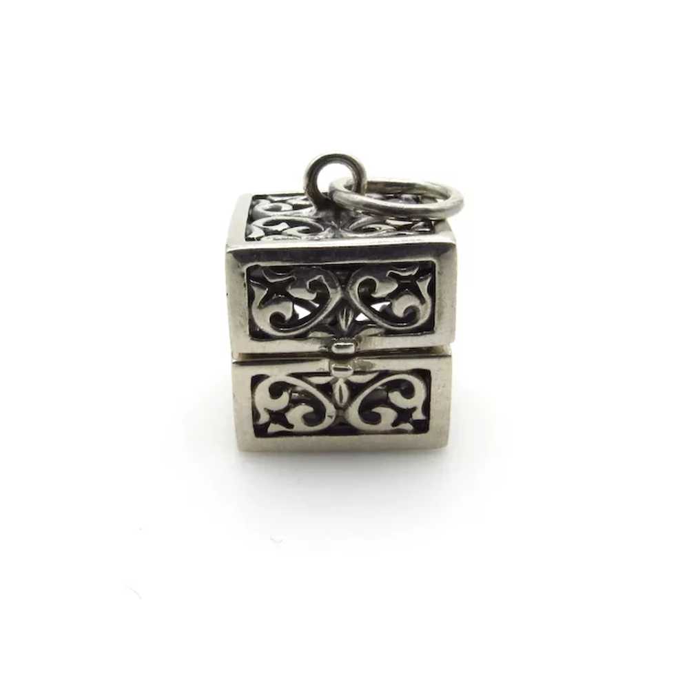 Sterling Silver Cube Prayer Box Pendant - image 8