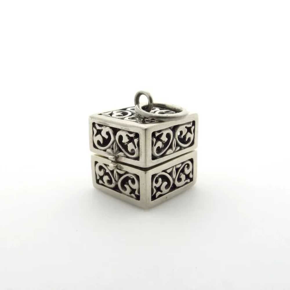 Sterling Silver Cube Prayer Box Pendant - image 9