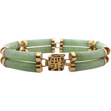 14K Yellow Gold Jade Link Bracelet - image 1