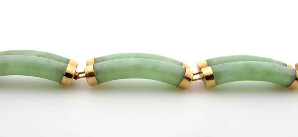 14K Yellow Gold Jade Link Bracelet - image 3