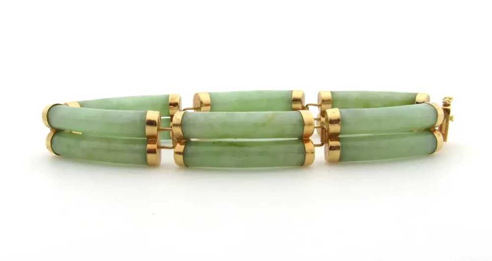 14K Yellow Gold Jade Link Bracelet - image 4