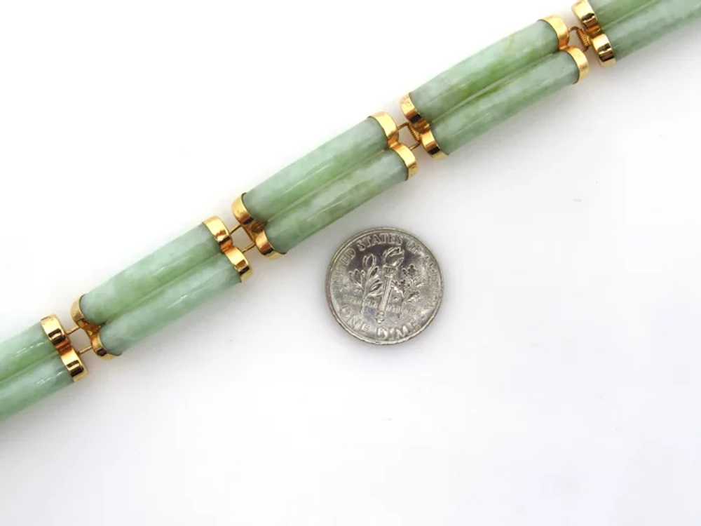 14K Yellow Gold Jade Link Bracelet - image 9