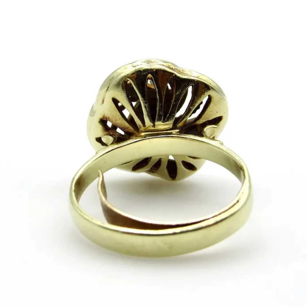 14K Yellow Gold Diamond and Enamel Pin Wheel Ring… - image 8