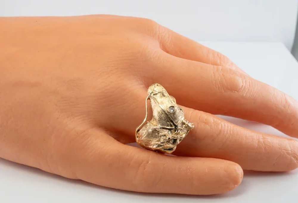 Diamond Horse Head Ring Animal 14K Gold Band Vint… - image 6
