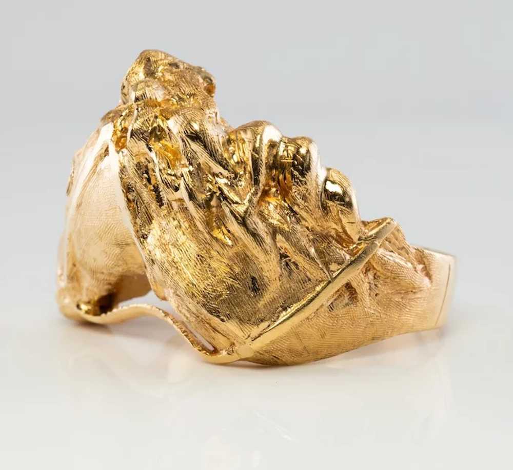 Diamond Horse Head Ring Animal 14K Gold Band Vint… - image 7