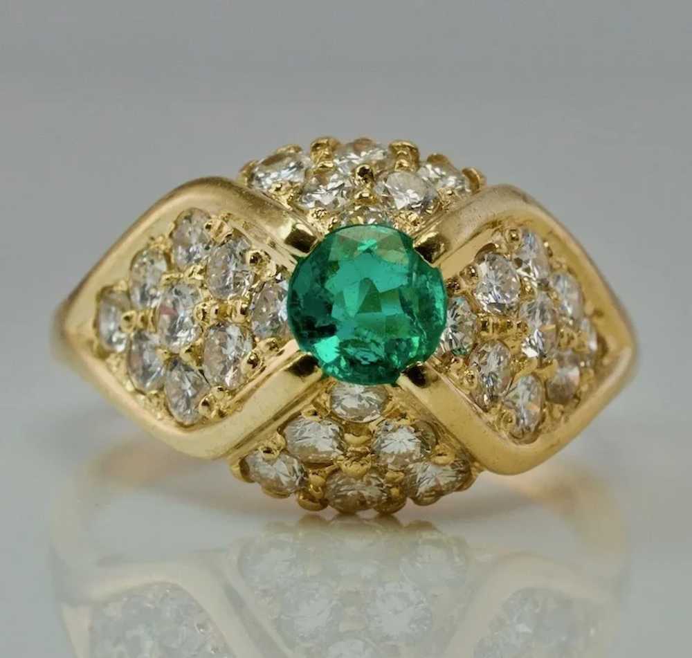 Diamond Colombian Emerald Ring 14K Gold Vintage E… - image 10