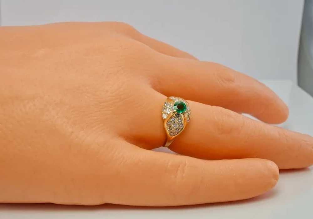 Diamond Colombian Emerald Ring 14K Gold Vintage E… - image 11