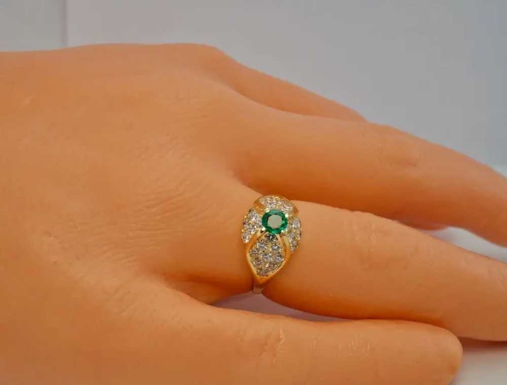 Diamond Colombian Emerald Ring 14K Gold Vintage E… - image 3