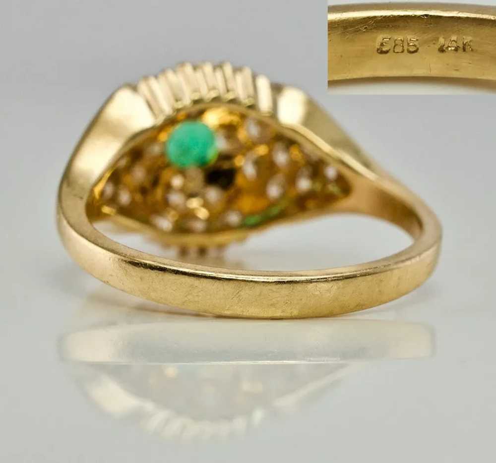 Diamond Colombian Emerald Ring 14K Gold Vintage E… - image 4