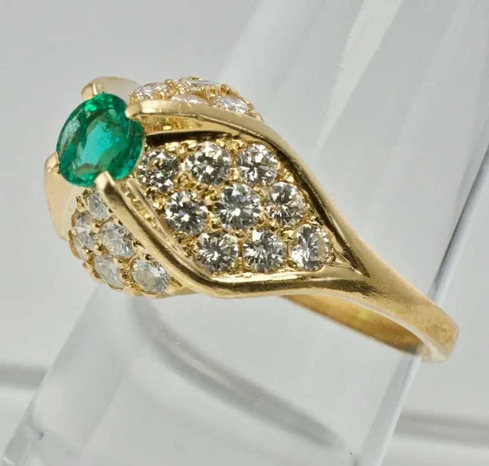 Diamond Colombian Emerald Ring 14K Gold Vintage E… - image 5