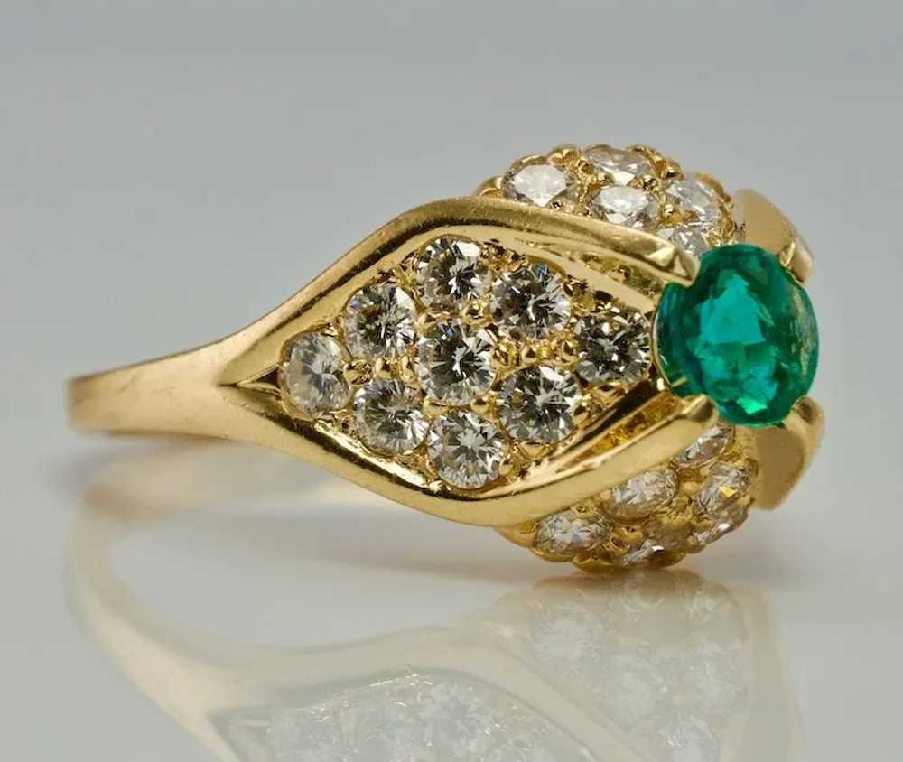 Diamond Colombian Emerald Ring 14K Gold Vintage E… - image 6