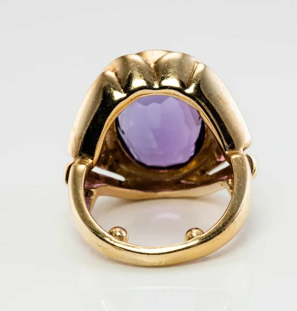 Diamond Amethyst Ring 14K Gold Cocktail Vintage E… - image 3