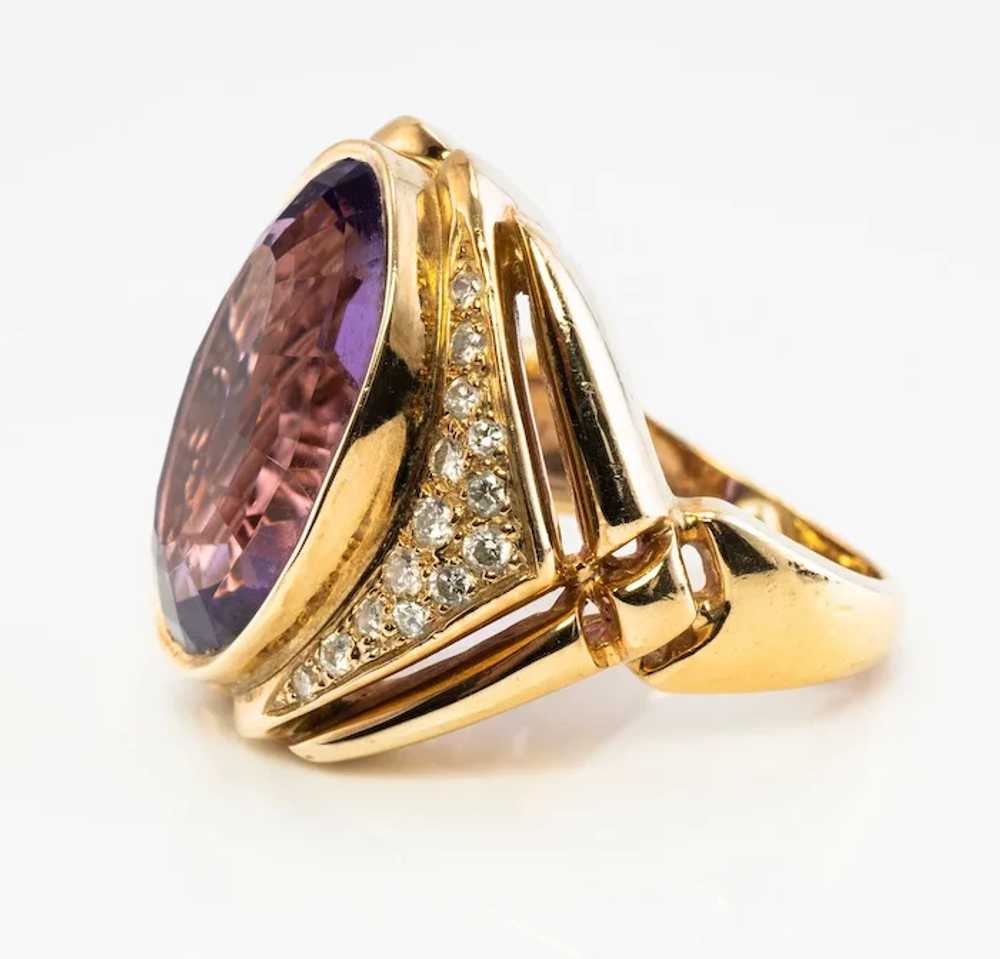 Diamond Amethyst Ring 14K Gold Cocktail Vintage E… - image 5
