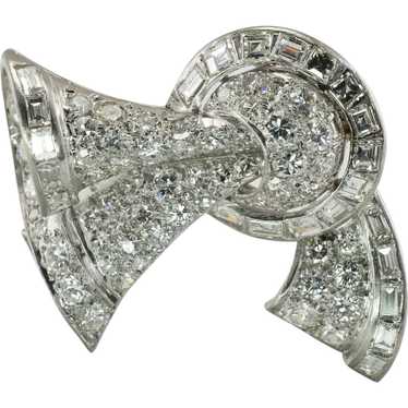 Vintage 21.04ct Diamond and Platinum Bow Brooch