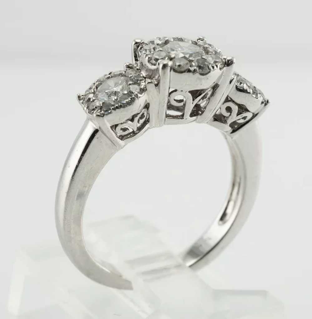 Diamond Ring 14K White Gold Band Halo Engagement … - image 12