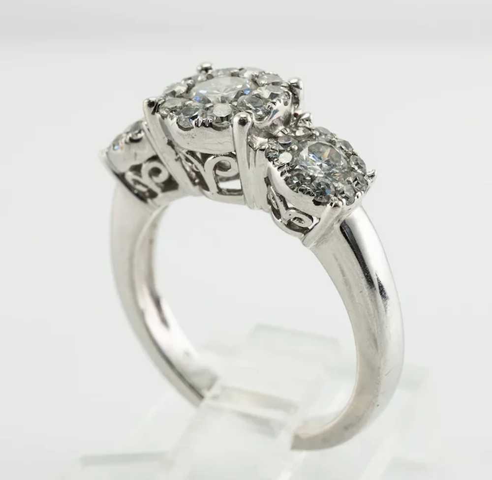 Diamond Ring 14K White Gold Band Halo Engagement … - image 9