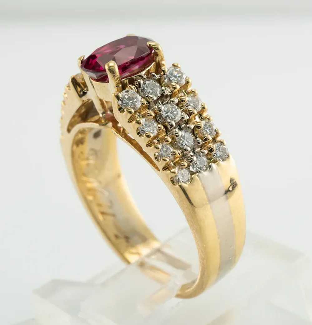 Ruby Diamond Band Ring 18K Gold Vintage - image 10