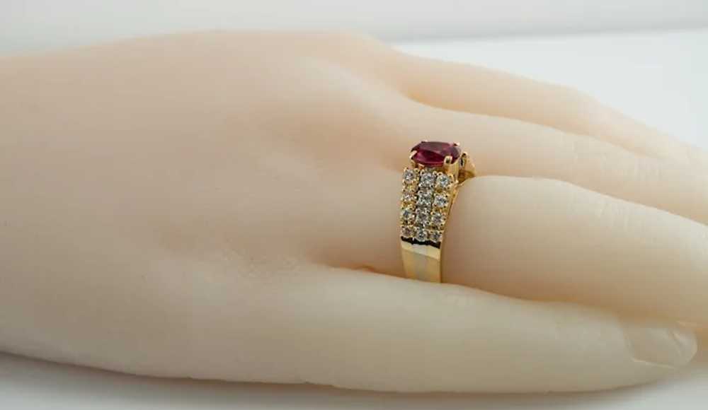 Ruby Diamond Band Ring 18K Gold Vintage - image 11