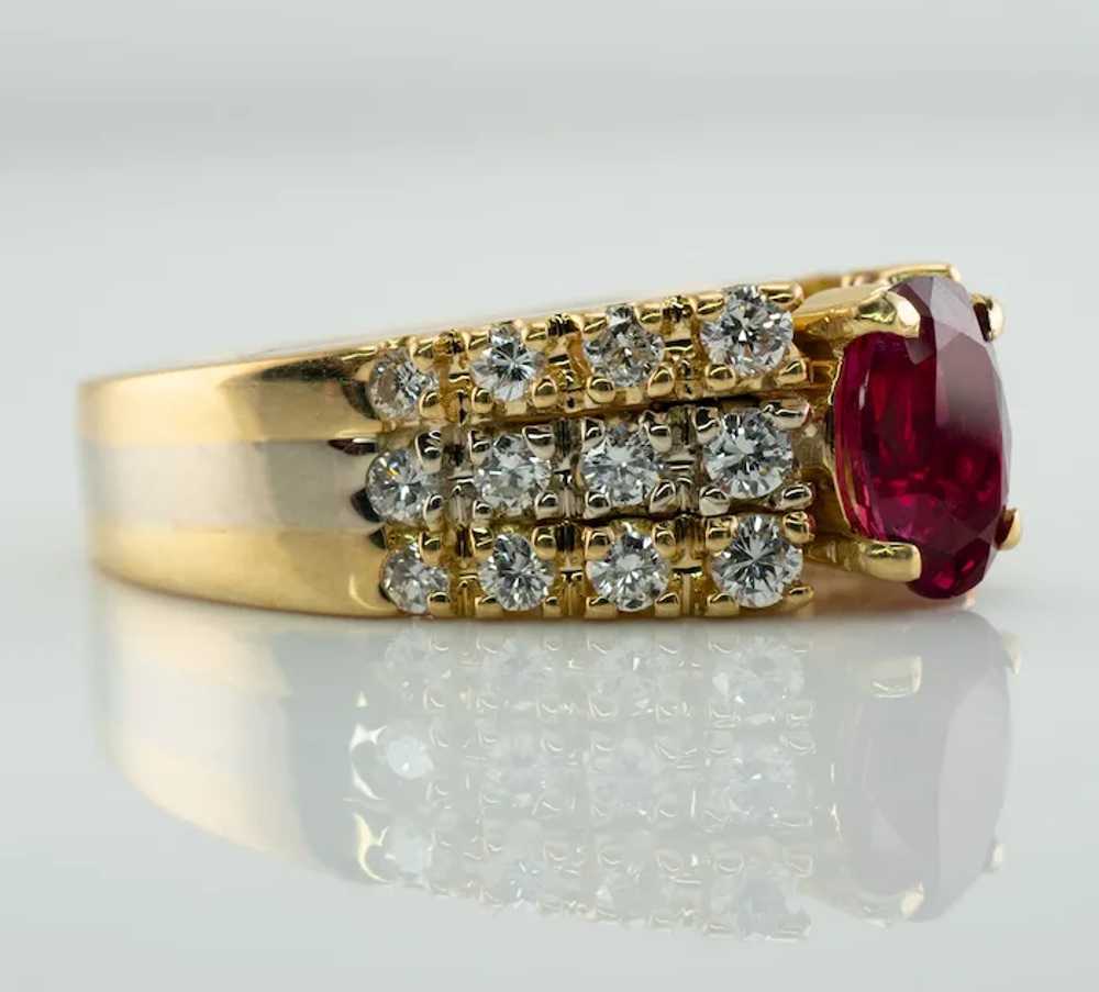Ruby Diamond Band Ring 18K Gold Vintage - image 2