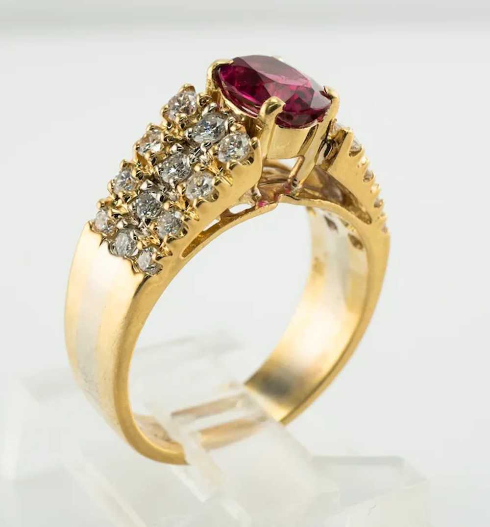 Ruby Diamond Band Ring 18K Gold Vintage - image 4