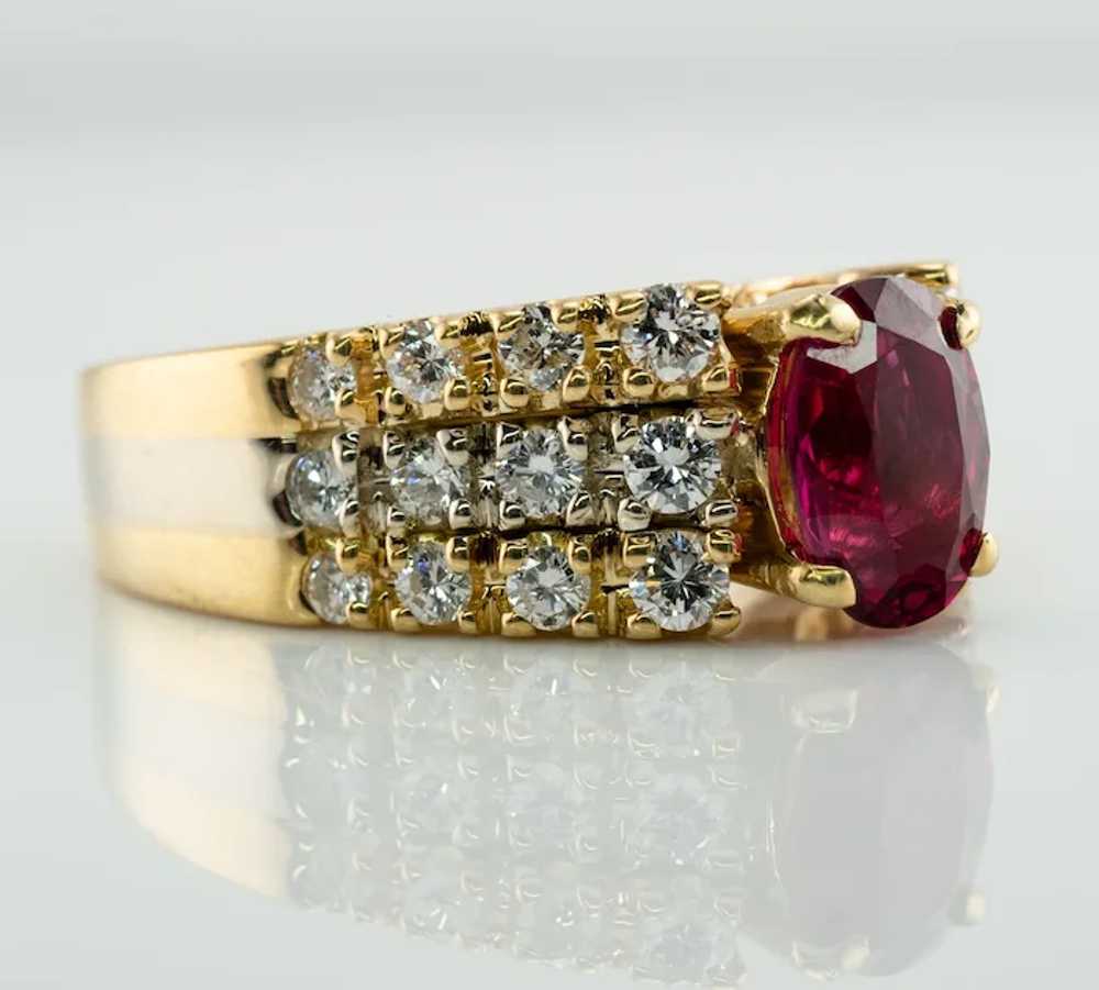 Ruby Diamond Band Ring 18K Gold Vintage - image 8