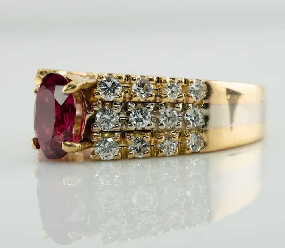 Ruby Diamond Band Ring 18K Gold Vintage - image 9