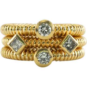 Diamond Ring 18K Gold Wide Band - image 1