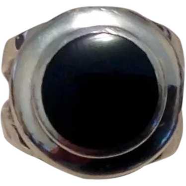 Sterling Black Onyx Ring Size 6 3/4 - image 1