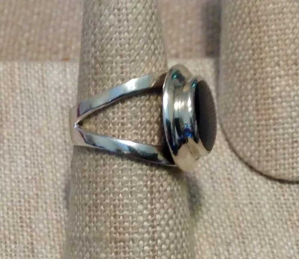 Sterling Black Onyx Ring Size 6 3/4 - image 2