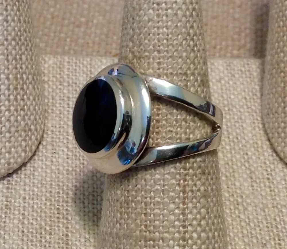 Sterling Black Onyx Ring Size 6 3/4 - image 3