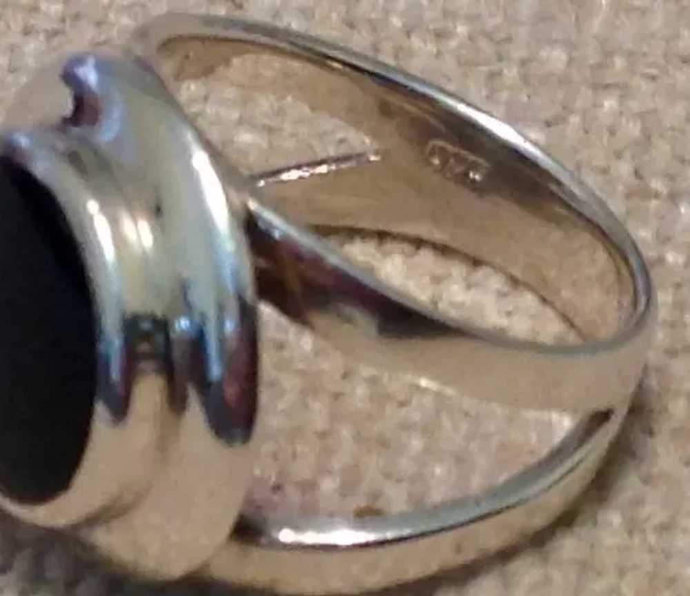 Sterling Black Onyx Ring Size 6 3/4 - image 7