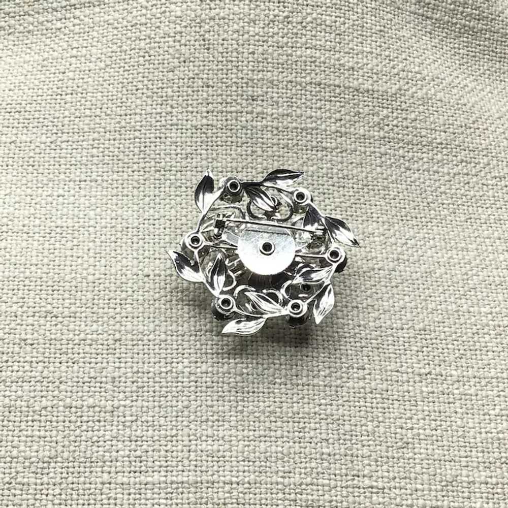 Silver Tone Clear Crystal Brooch - image 4