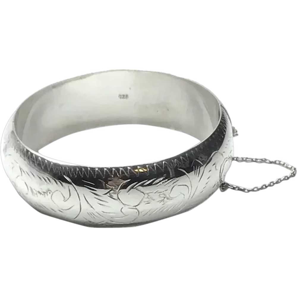 Sterling Silver Etched Bangle Bracelet - image 1