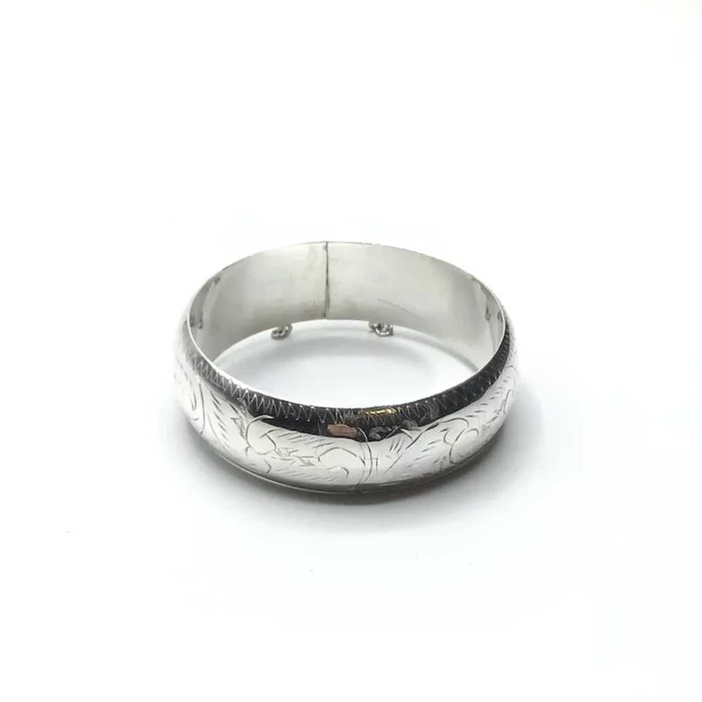 Sterling Silver Etched Bangle Bracelet - image 2