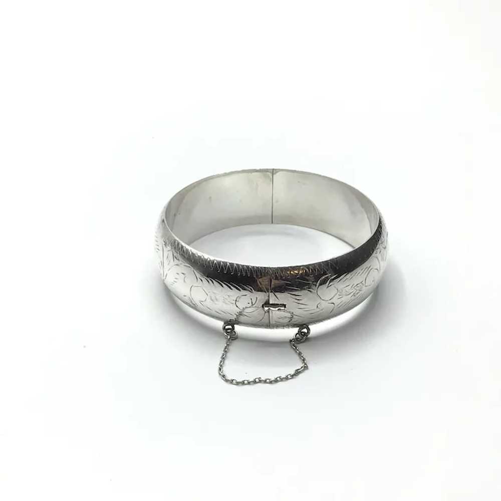 Sterling Silver Etched Bangle Bracelet - image 4