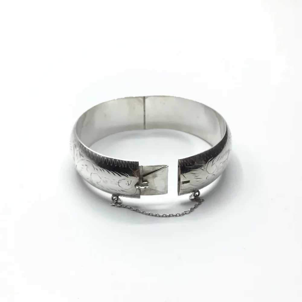 Sterling Silver Etched Bangle Bracelet - image 5