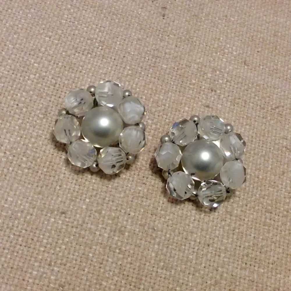 Marvella Silver Tone Frosted & Clear Faceted Crys… - image 2