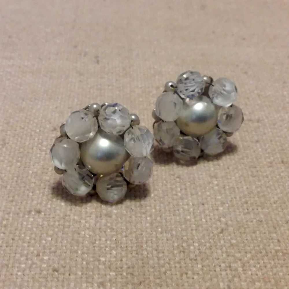 Marvella Silver Tone Frosted & Clear Faceted Crys… - image 3
