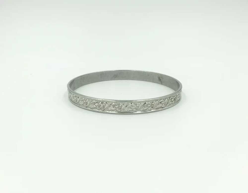 Coro Sterling Silver Bangle Bracelet with Leaf Sw… - image 12
