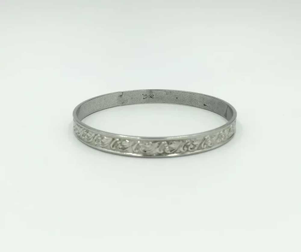 Coro Sterling Silver Bangle Bracelet with Leaf Sw… - image 7