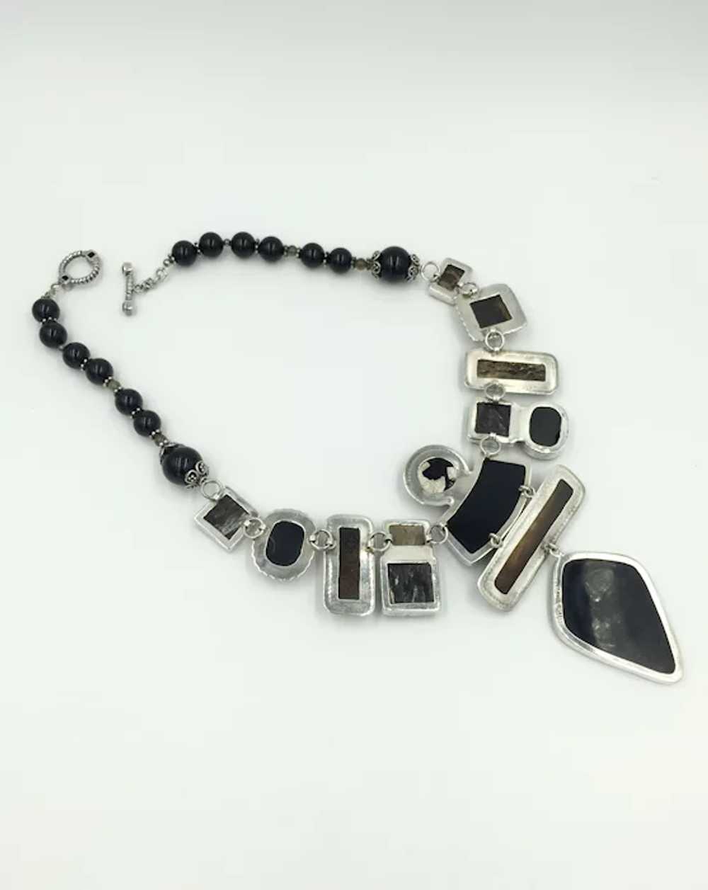 AKR Sterling Silver Onyx Shell Smoky Topaz Brown … - image 10