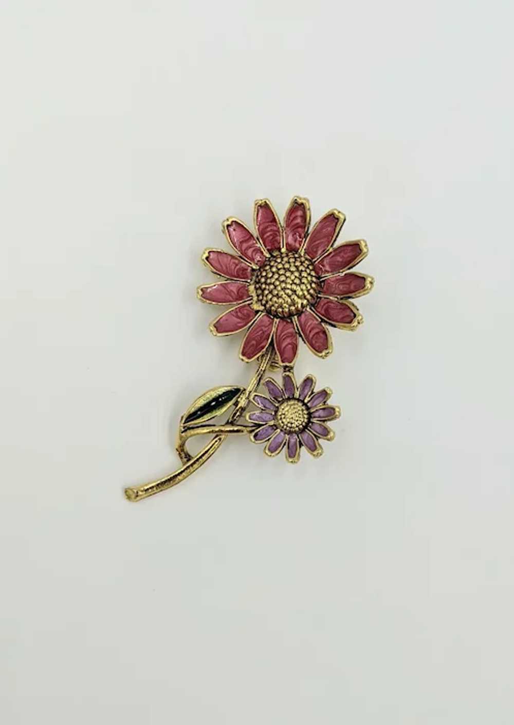 Weiss Vintage Pin with Purple and Hot Pink Enamel… - image 2