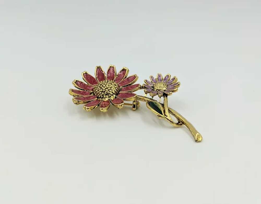 Weiss Vintage Pin with Purple and Hot Pink Enamel… - image 3