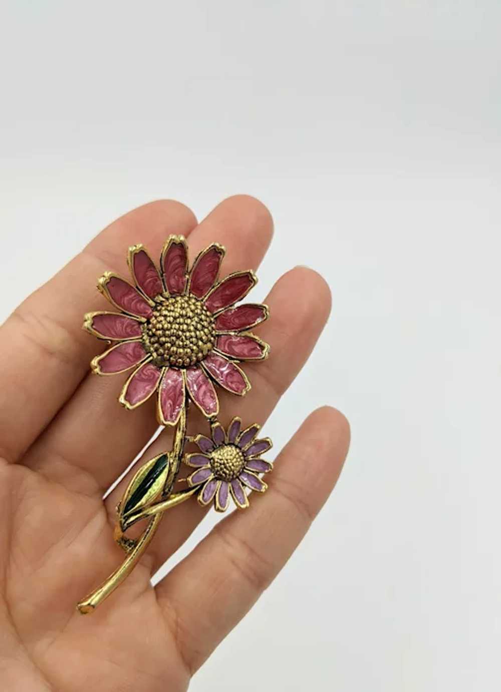 Weiss Vintage Pin with Purple and Hot Pink Enamel… - image 4