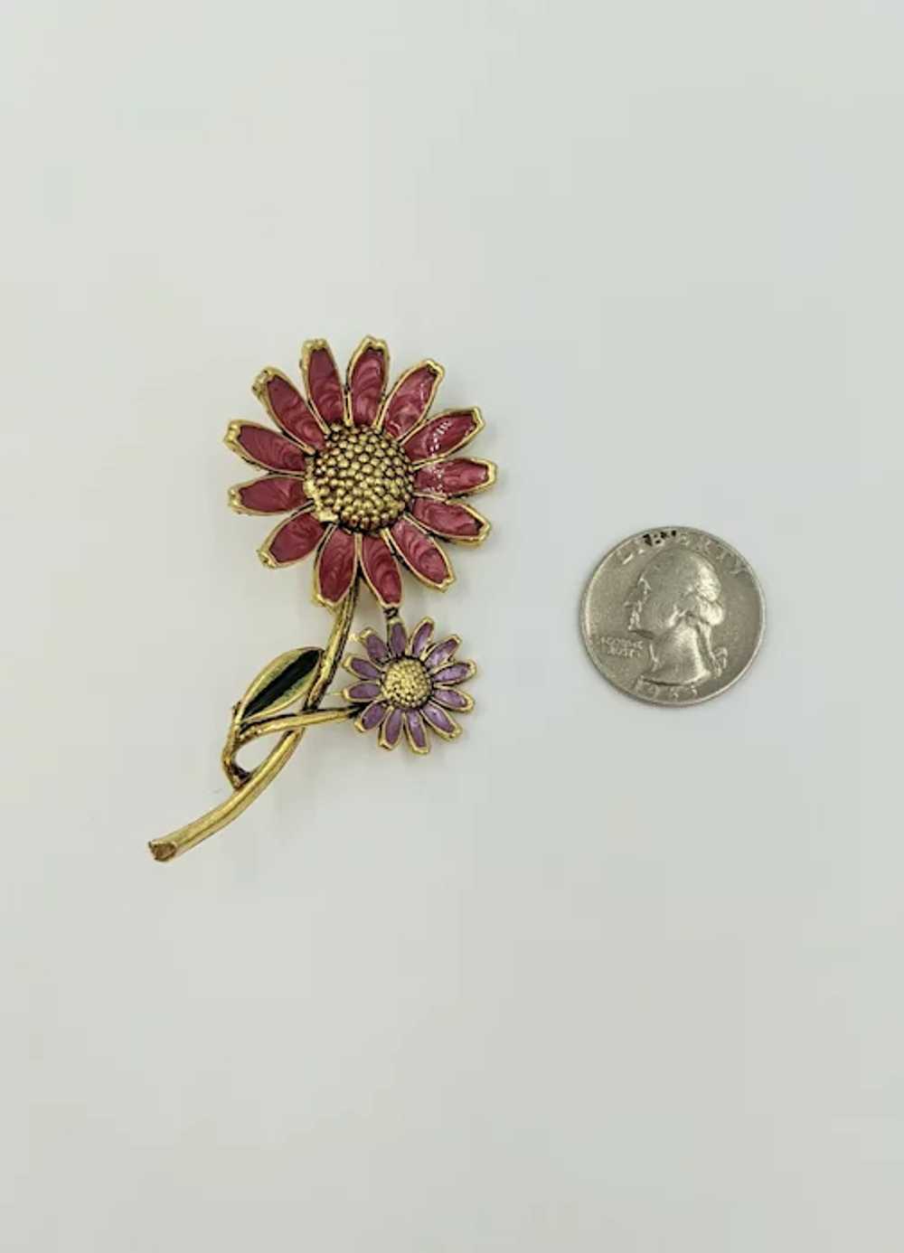 Weiss Vintage Pin with Purple and Hot Pink Enamel… - image 5